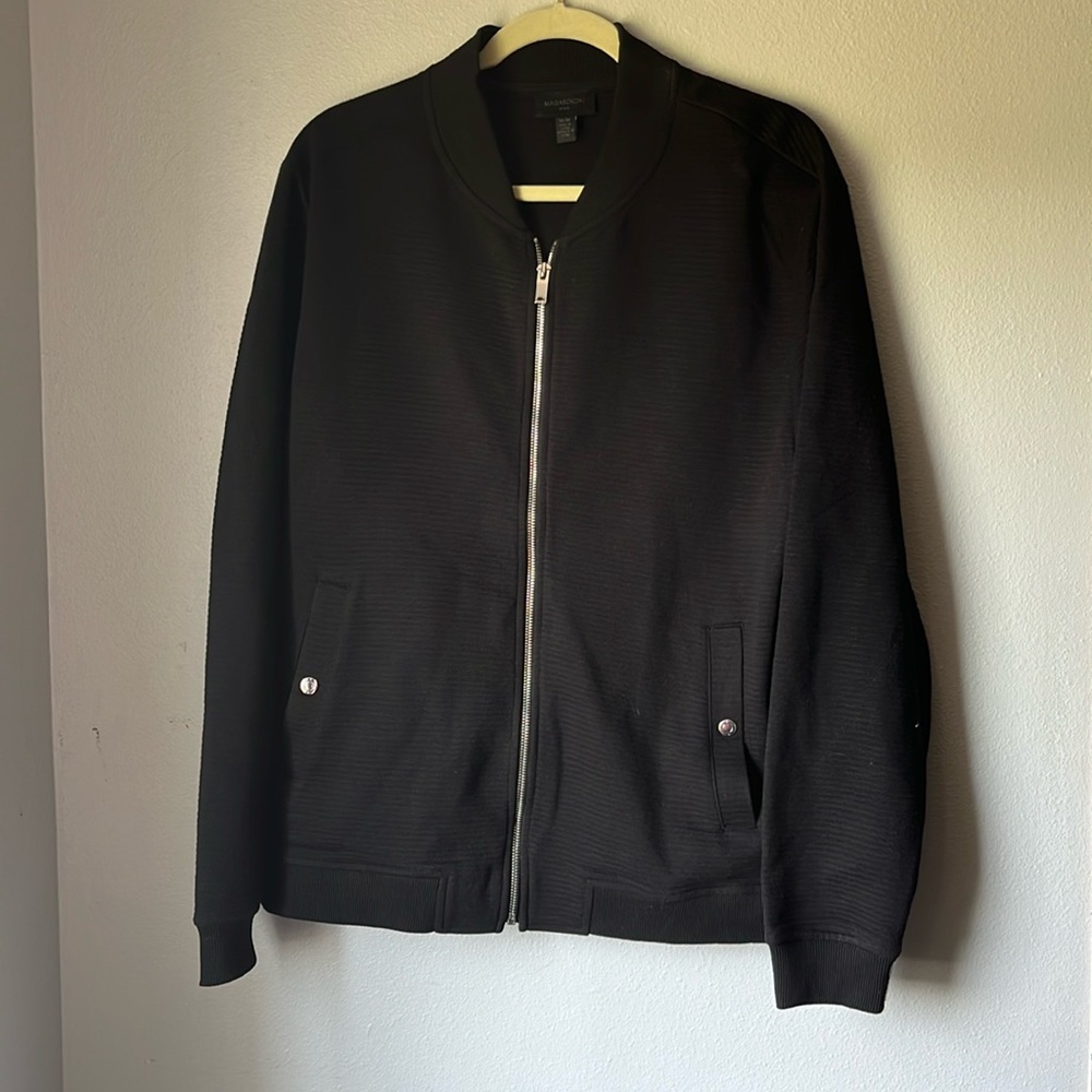 Mens Black Magaschoni scuba ottoman knit jacket  with pockets size medium